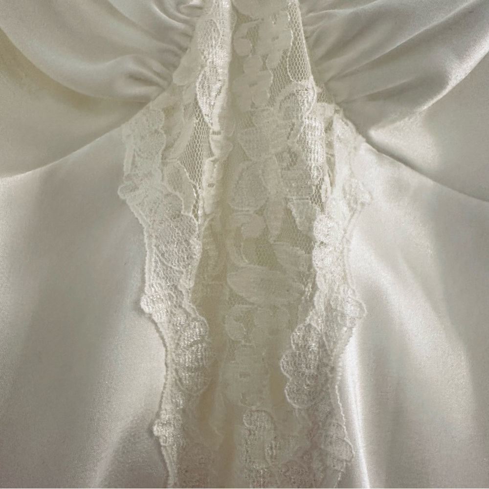 Vintage 1980’s Val Mode Lingerie Ivory White Lace Slip with Rose, Women Size XL - Picture 4 of 15
